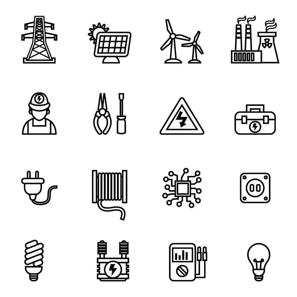 Electricity power and energy icon set vector image.