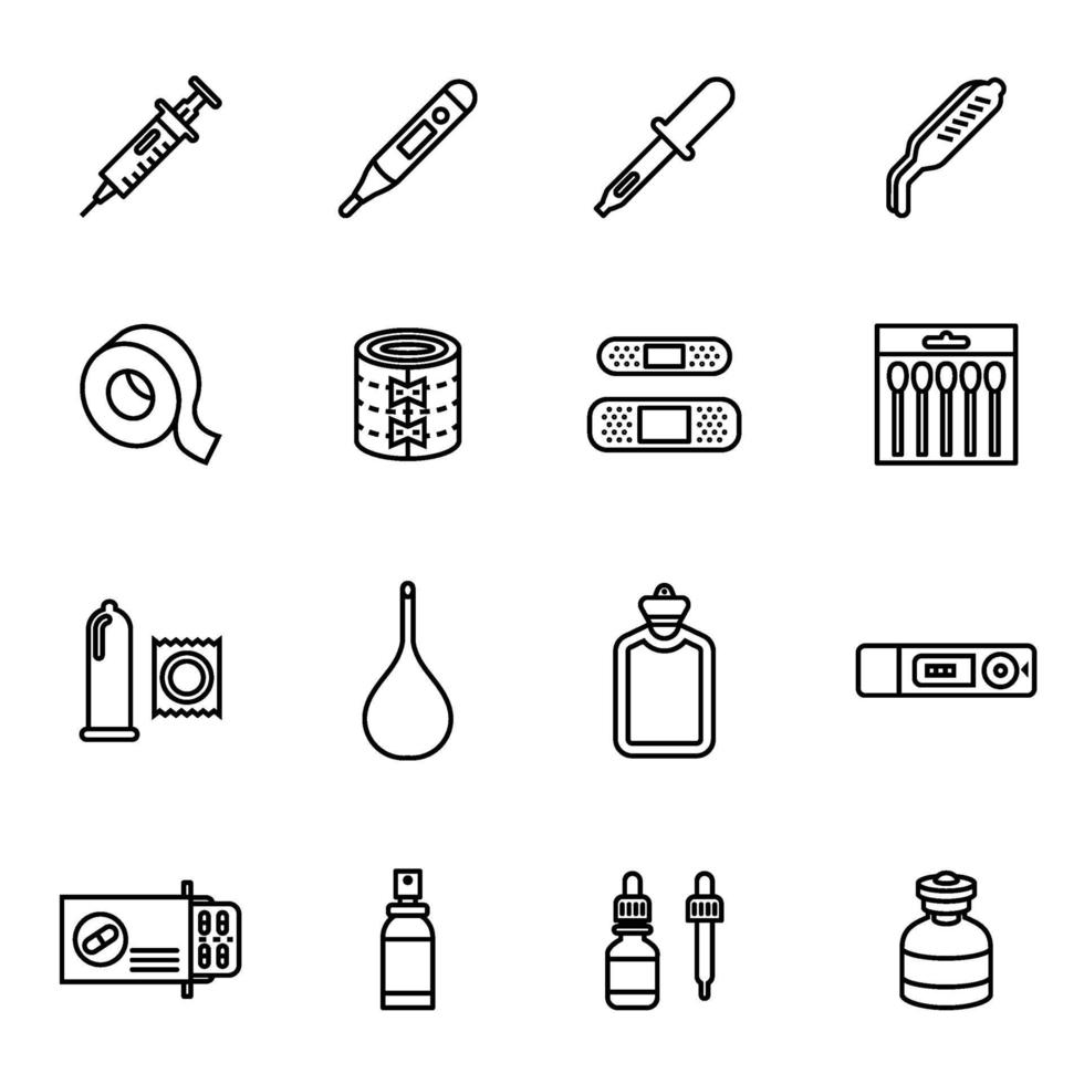 Medicine and drugs icon set vector image.