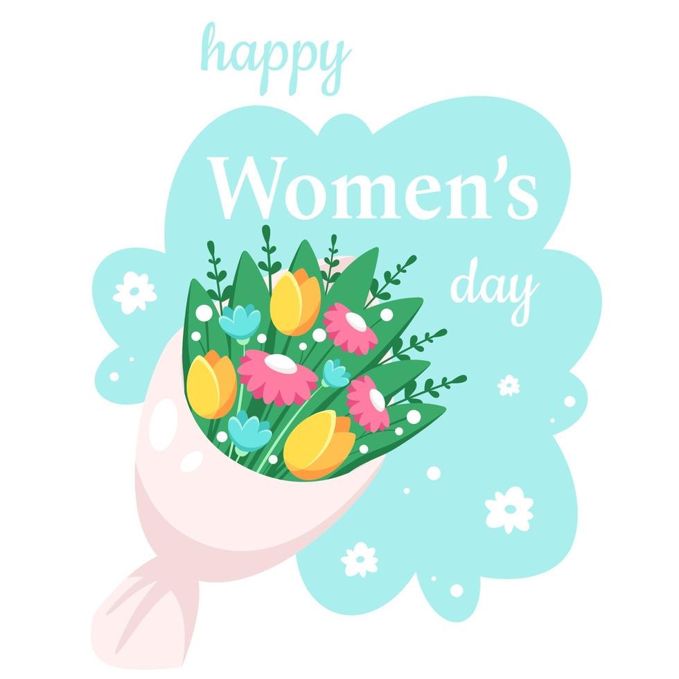 Happy Women's Day. Bouquet of spring flowers. Vector illustration