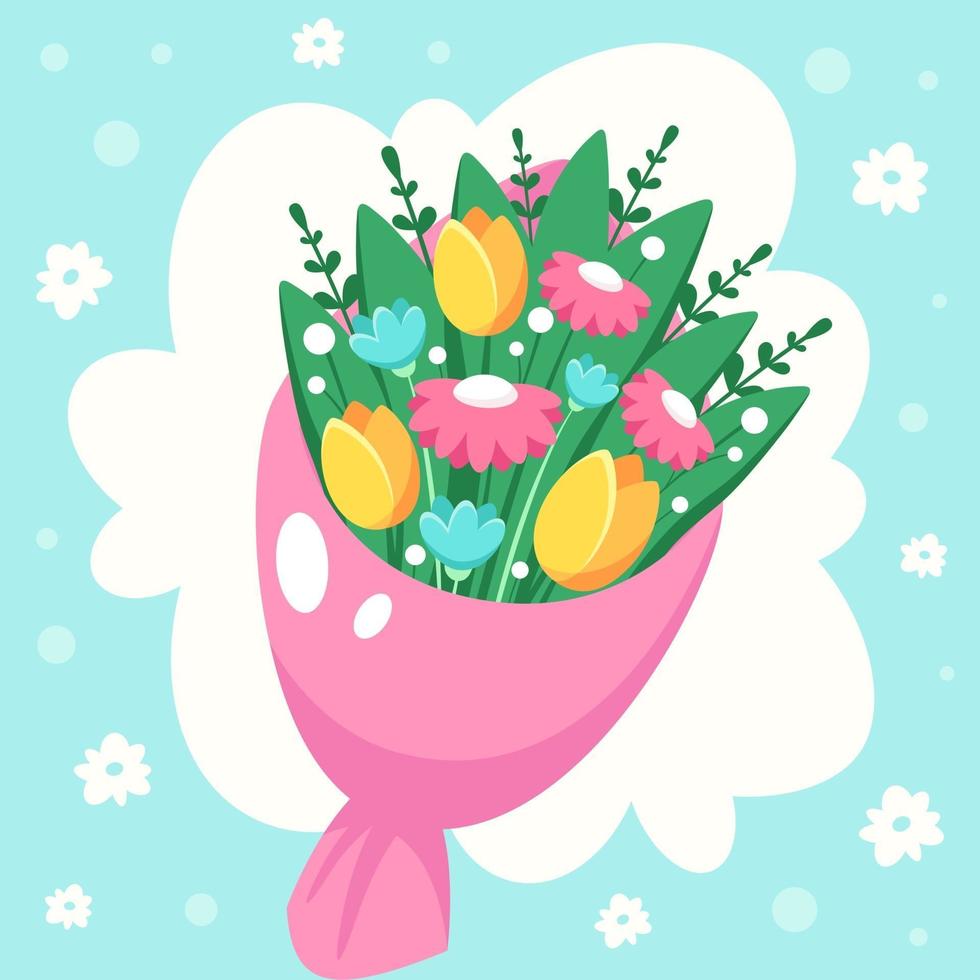 Bouquet of spring flowers. Vector illustration