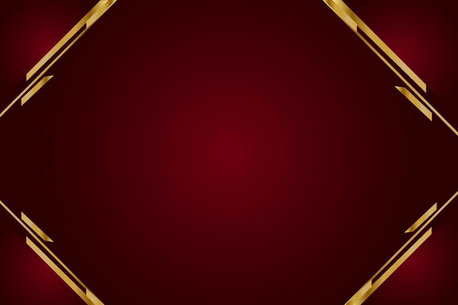 Fondo de lujo rojo moderno con línea dorada y luz dorada brillante. vector