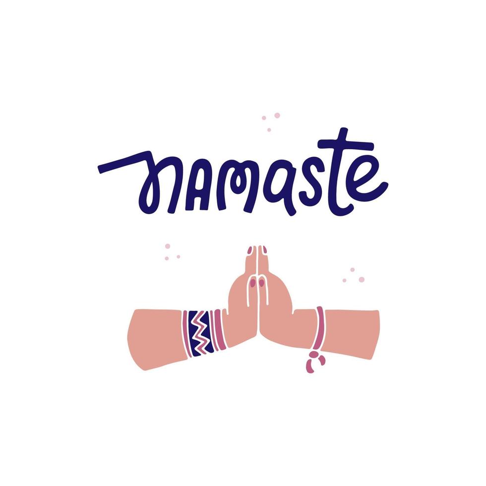 Ilustración de vector dibujado a mano de letras de yoga namaste