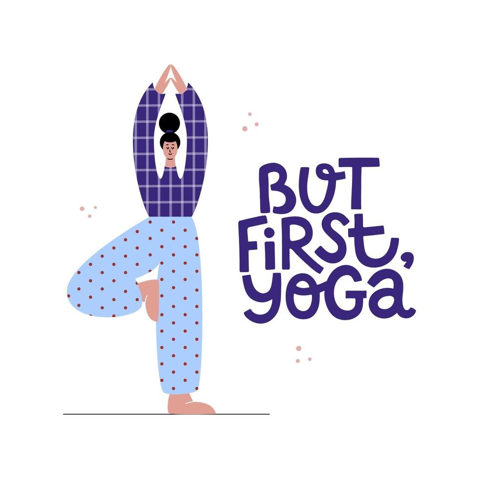 Young yoga girl with inspirational lettering quote vector