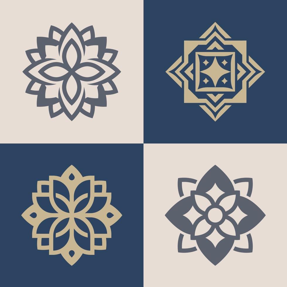 Set of luxury monochrome ornate logos in different colors and varieties. vector