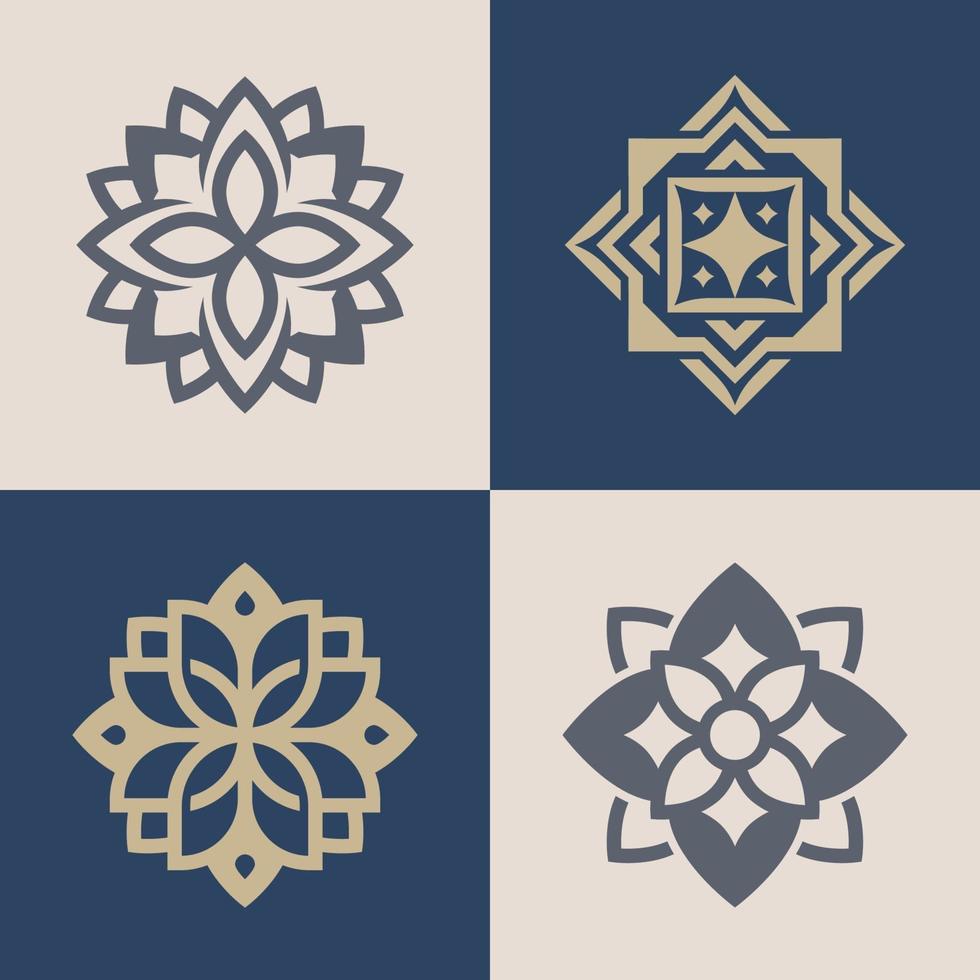 conjunto de logotipos ornamentados monocromáticos de lujo en diferentes colores y variedades. vector