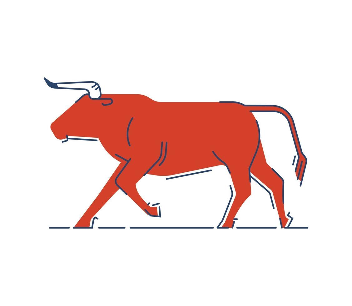silueta estilizada del toro empalmado. vector
