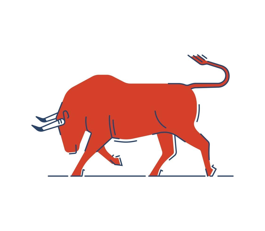 Stylized silhouette of the butting up bull. vector