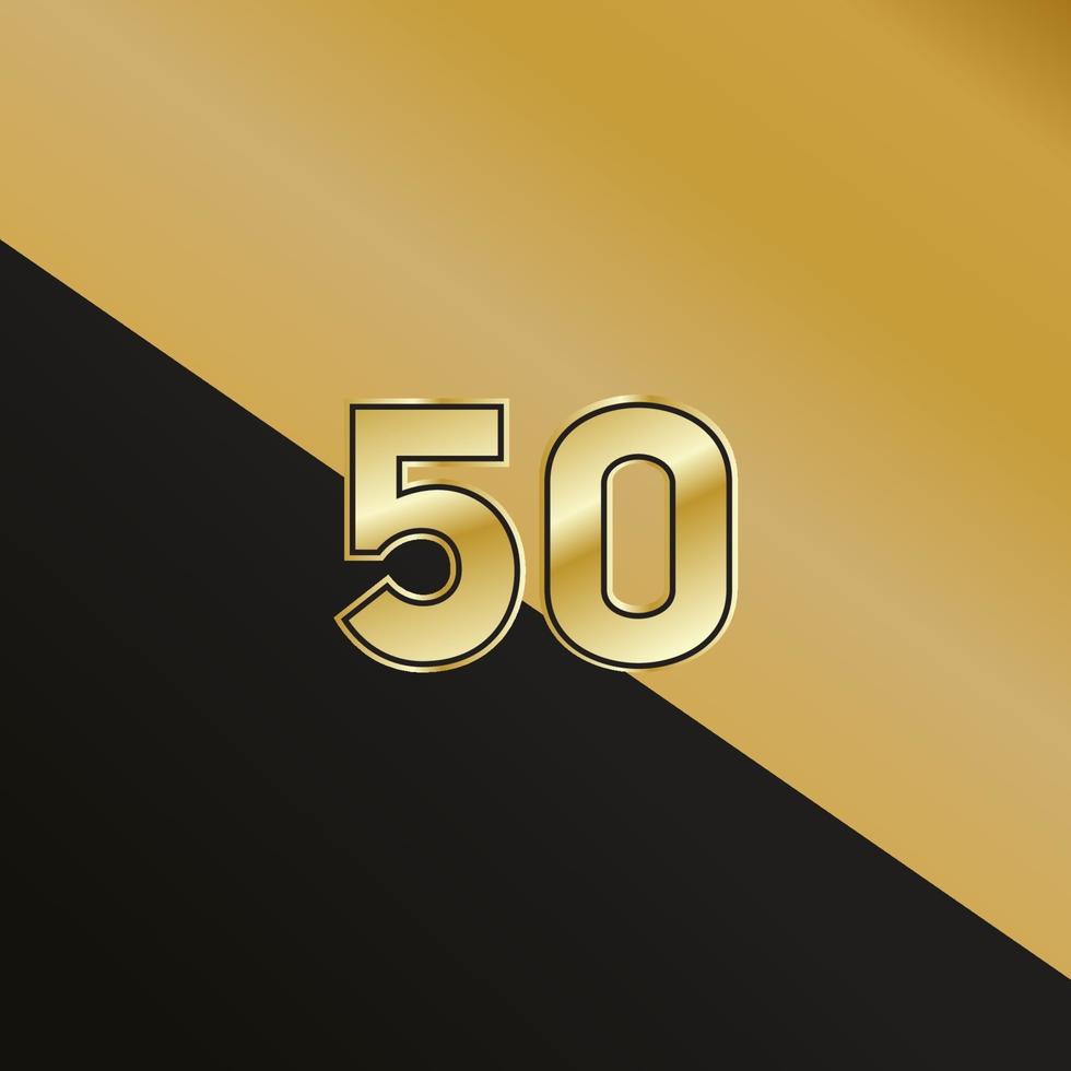 Celebración del aniversario de 50 años. número de oro 50 con confeti brillante vector