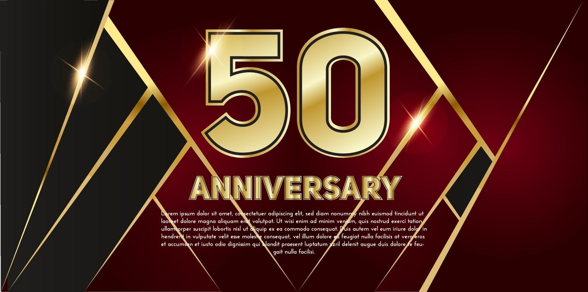 50 year Anniversary celebration. Golden number 50 with sparkling confetti vector