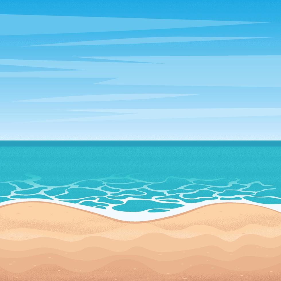 Beach landscape, summer background. Vector illustration in flat style