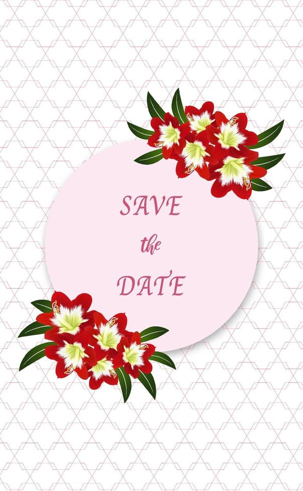 Save the date greeting card with flower elements isolated and editable. vector