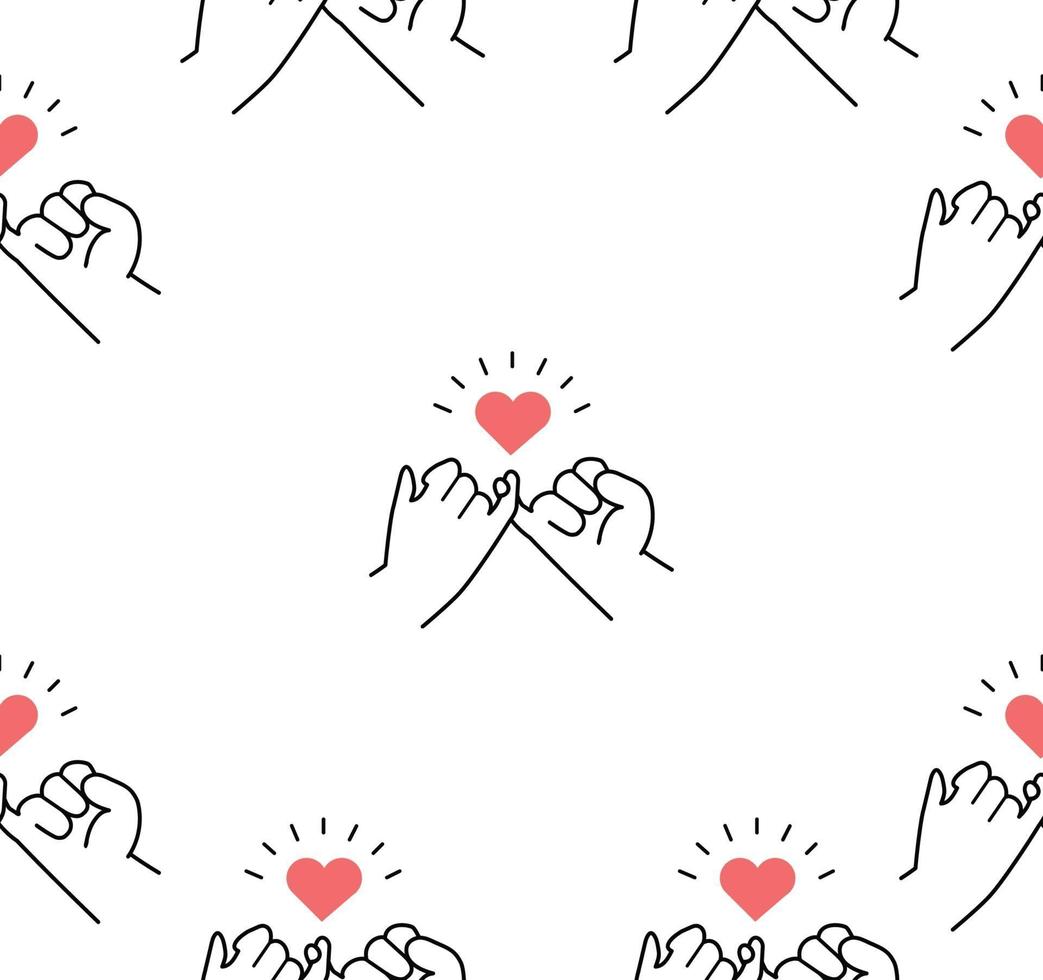 Pinky swear or Pinky promise line seamless pattern vector