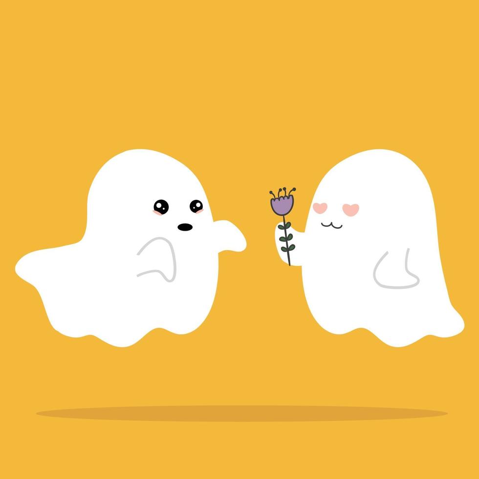 Ghost couple love with flower 2172696 Vector Art at Vecteezy