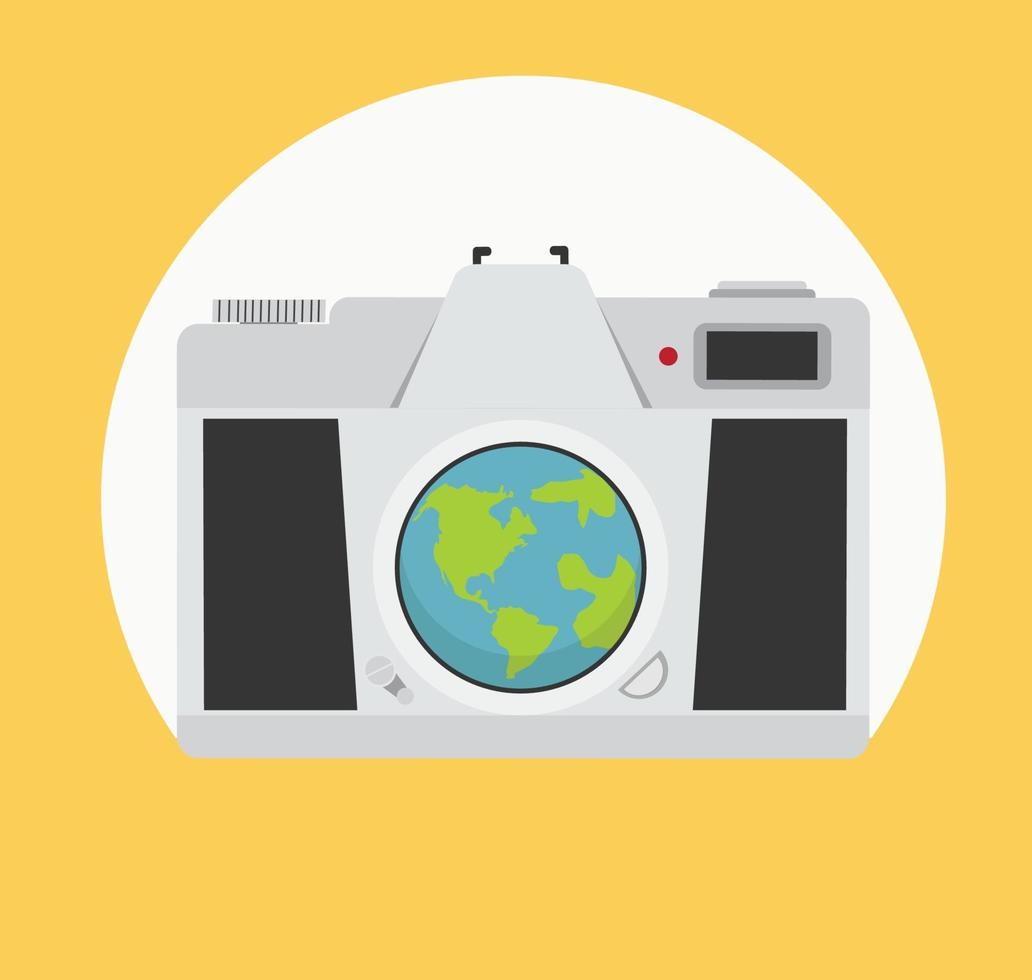 Retro camera flat vector icon