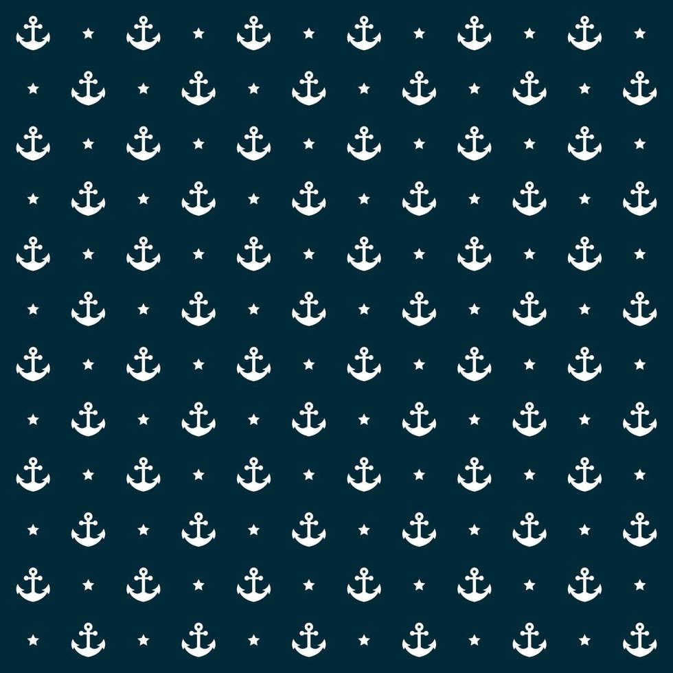 Nautical seamless pattern with anchors and star vector