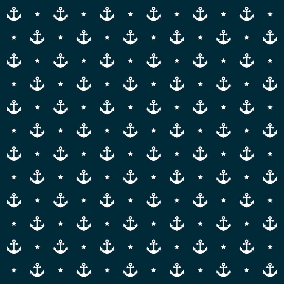 Nautical seamless pattern with anchors and star vector