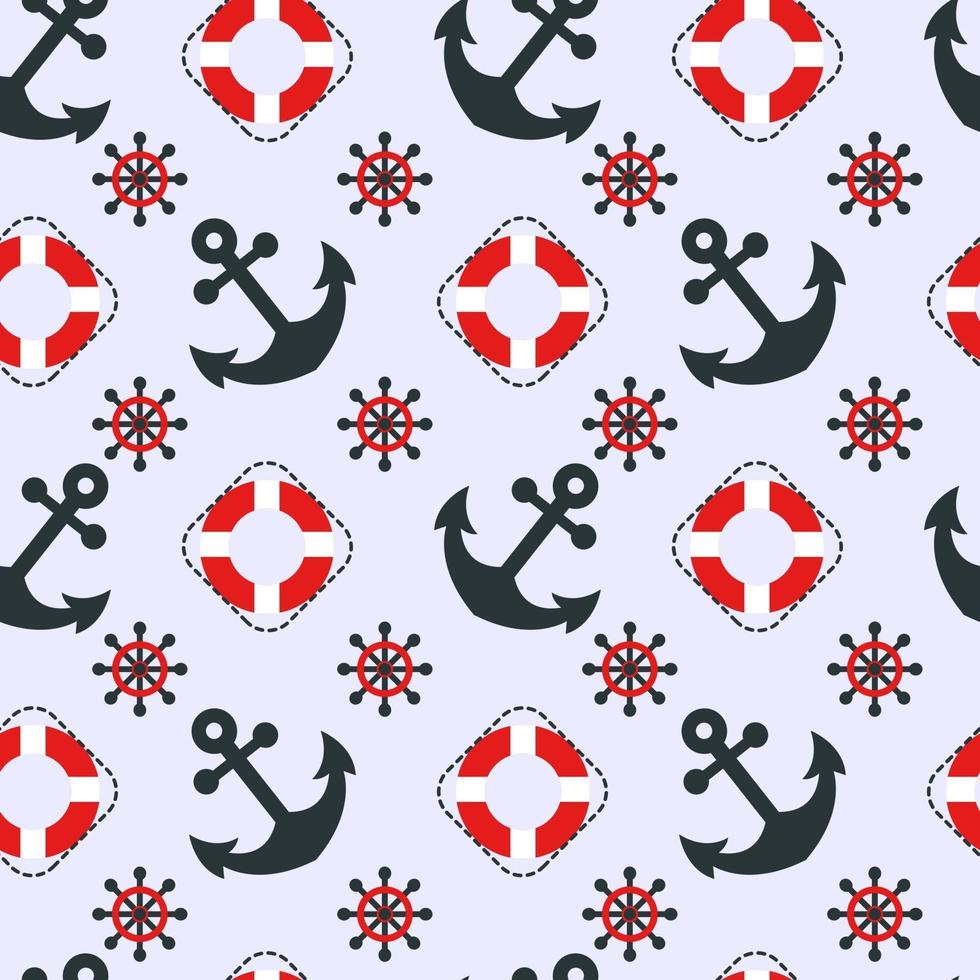 Seamless nautical pattern with anchors vector