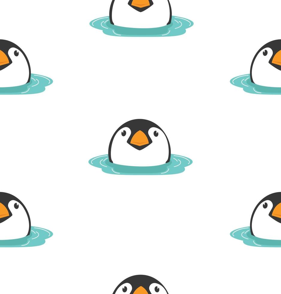 cabeza, bebé, pingüino, en, agua, seamless, patrón vector