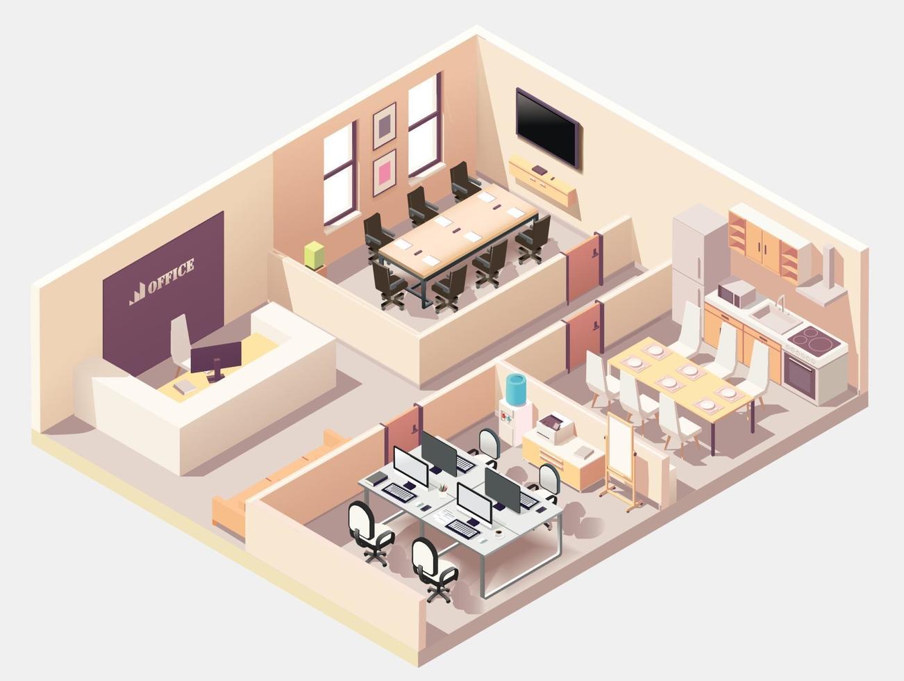 Isometric office different floors composition vector