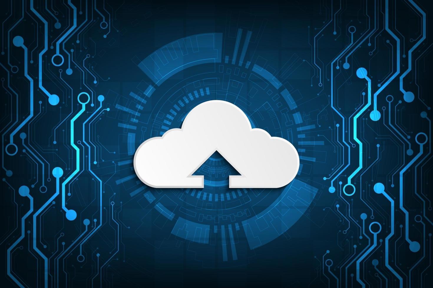 Cloud network uploading various information through digital systems. vector