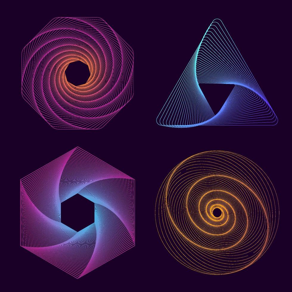 Geometric Line Art Shapes vector