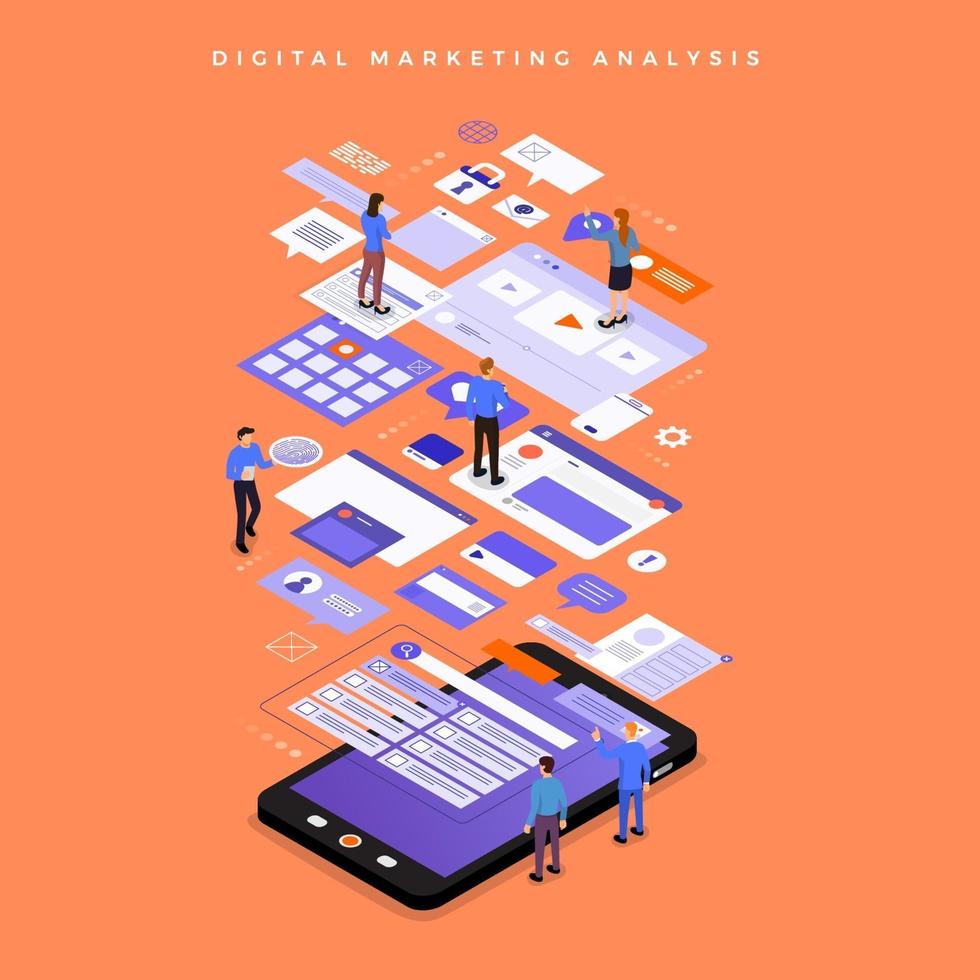 análisis de marketing digital vector