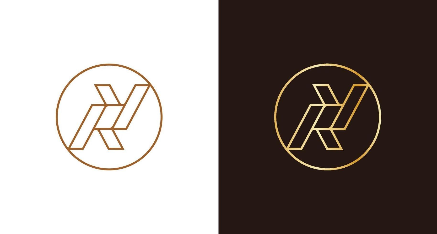 Luxury minimal letter RY circle logo emblem vector