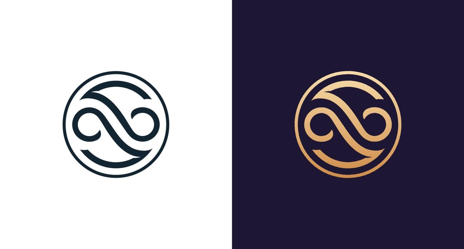 moderno y elegante logotipo de letra s infinito en borde circular vector