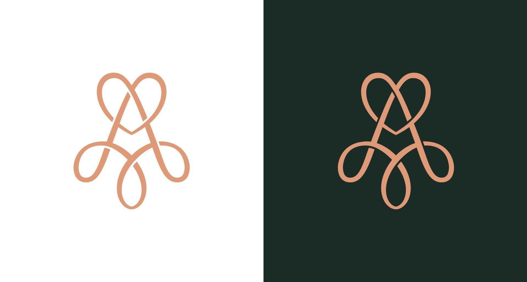 Elegant beautiful letter A and love monogram vector