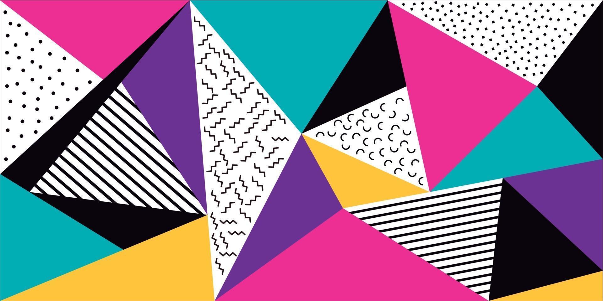 memphis colorful triangles background vector