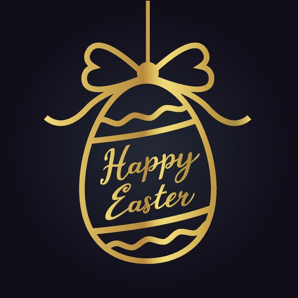 Happy Easter gold egg silhouette vector