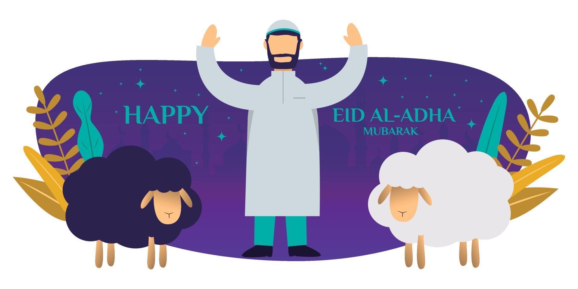 feliz eid al adha mubarak ilustración vector