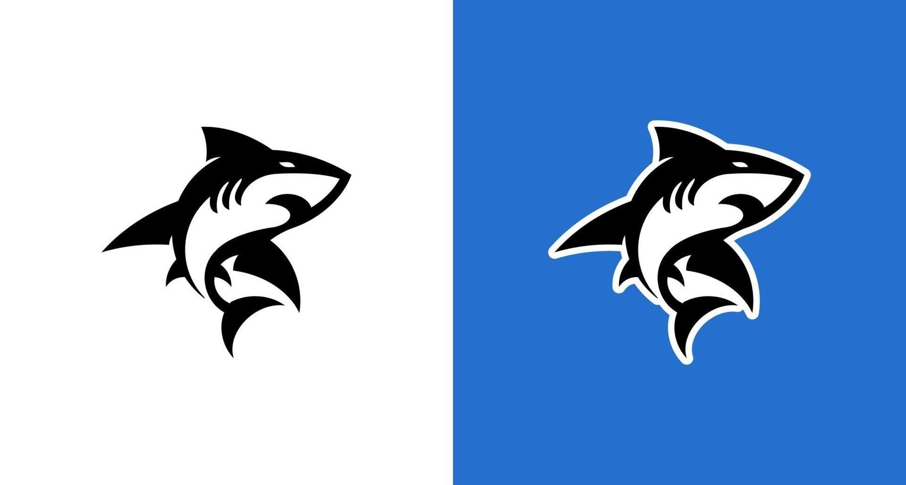 Sporty modern shark icon on black and white color vector