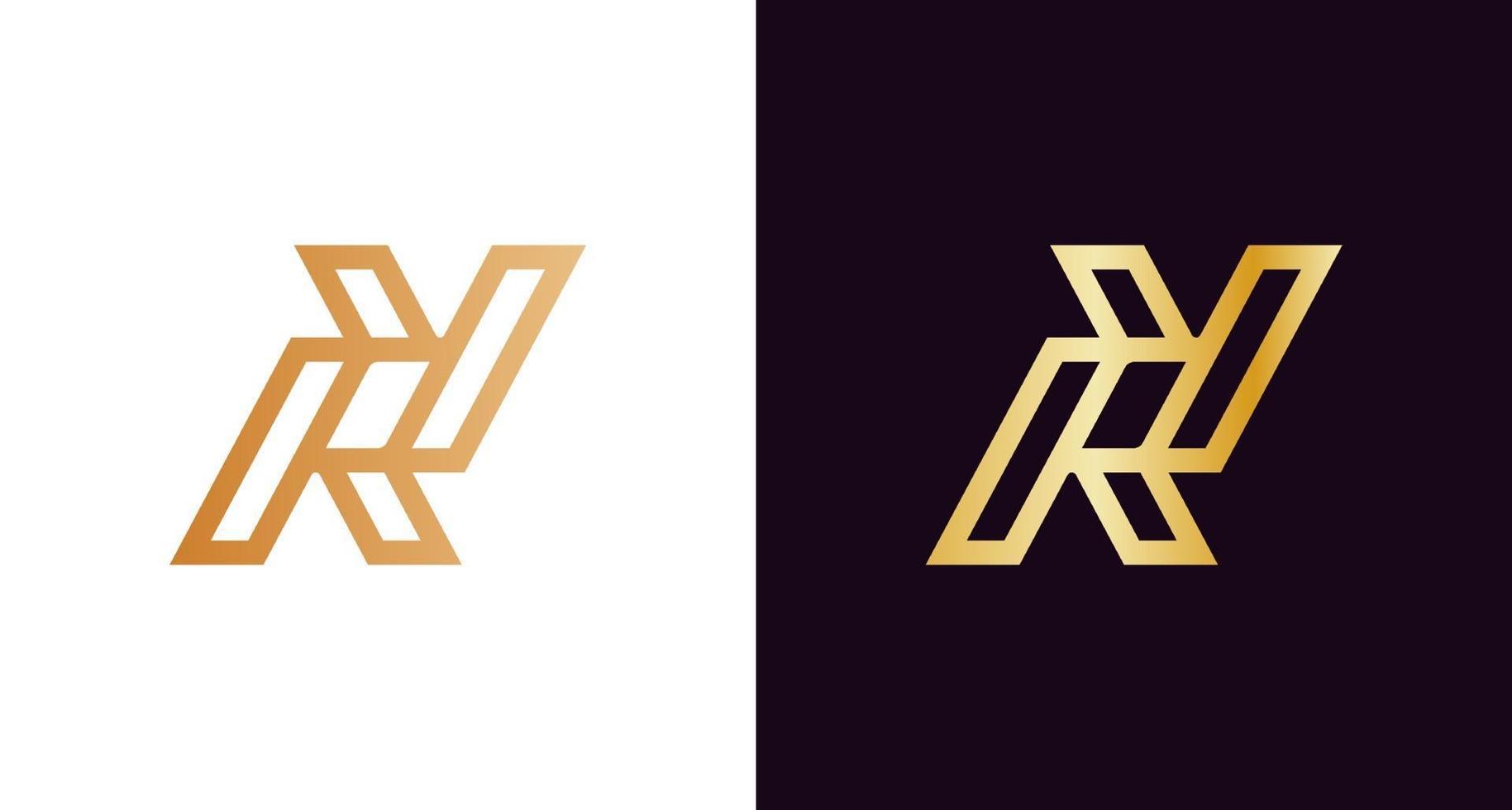 Logotipo de monograma de letra ry simple y elegante en color dorado vector