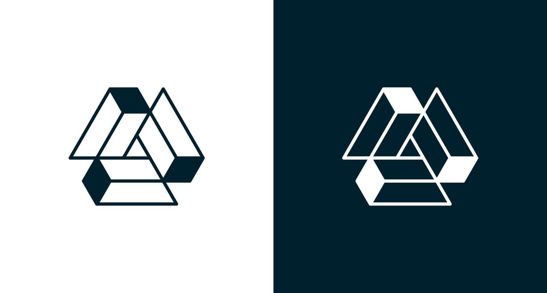 Geometric triangle letter A construction logo vector