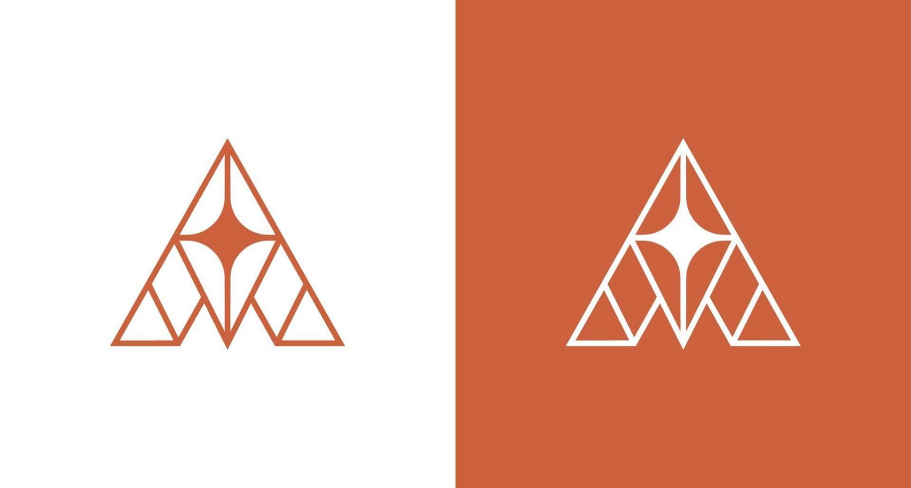elegante triángulo letra a logo con elemento estrella vector