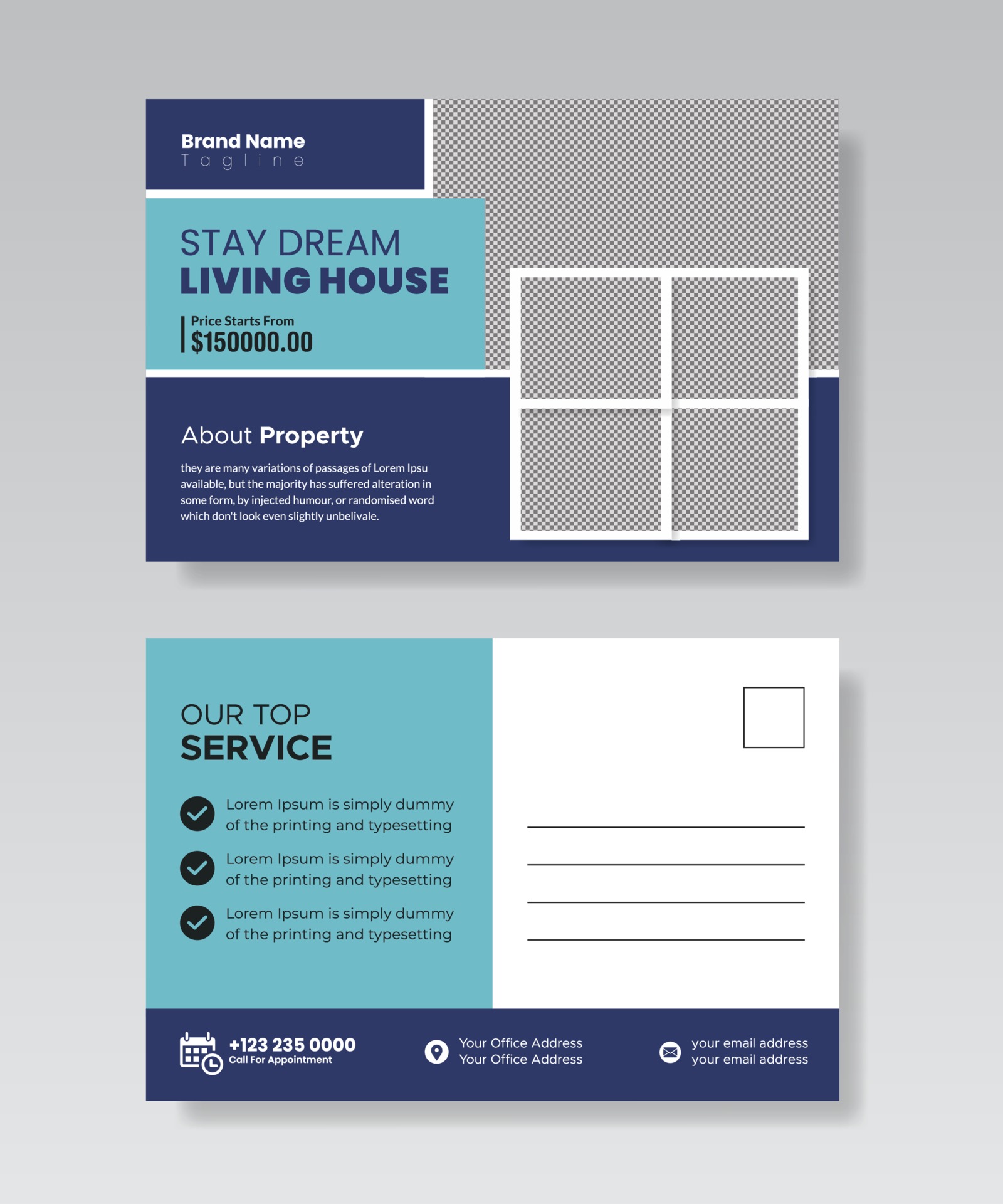 Multi purpose real estate postcard or EDDM postcard template layout