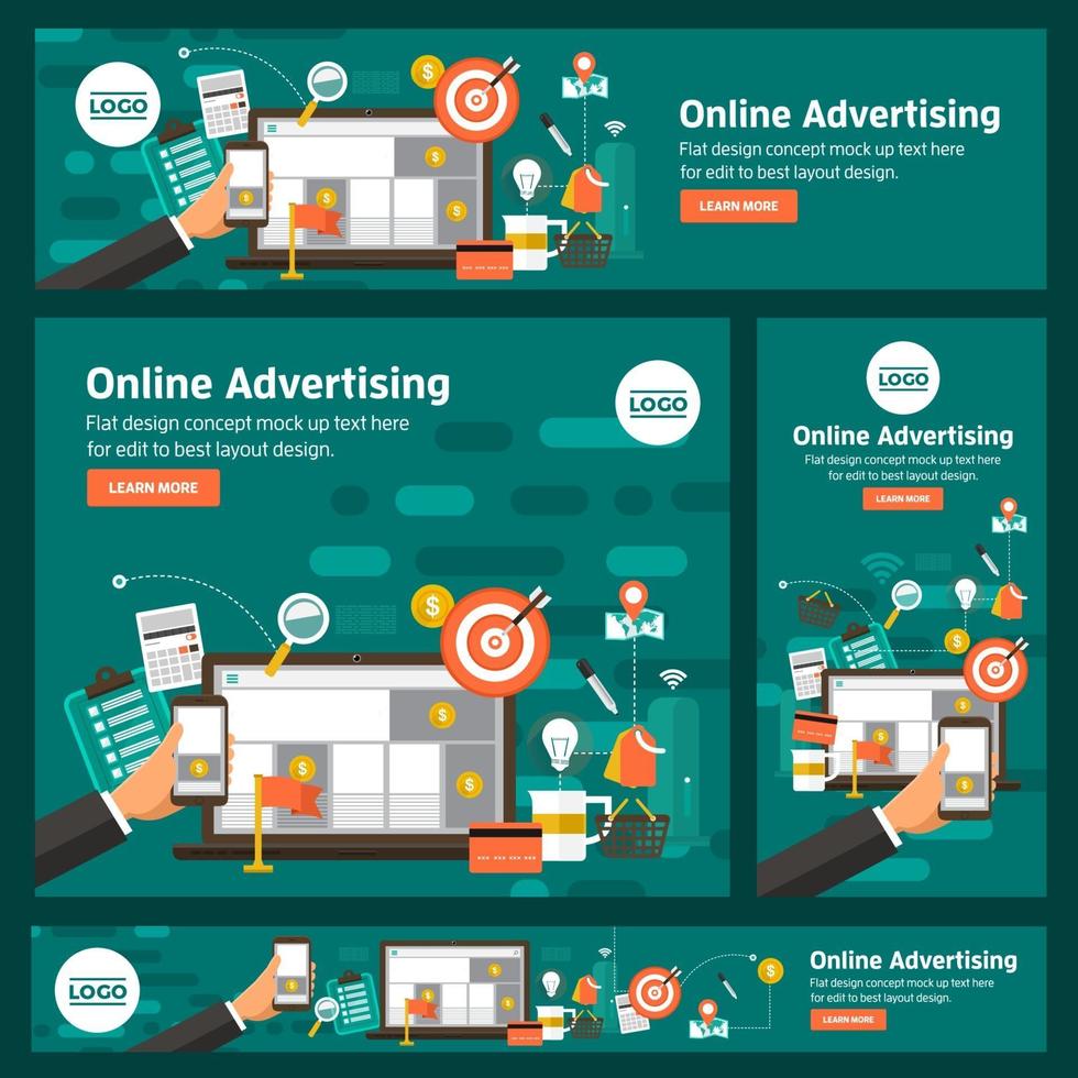 Set of digital marketing banners vector