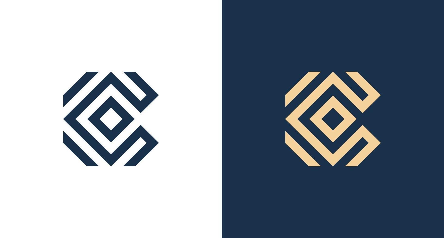 Simple abstract Letter C logo in rectangular pattern vector