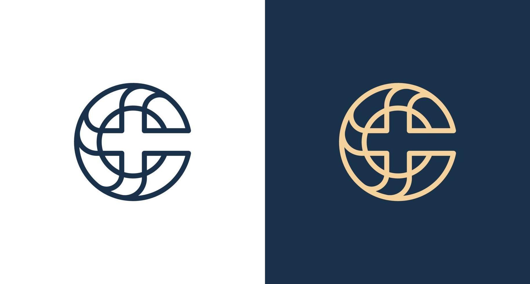 Modern elegant letter C, Cross icon logo vector