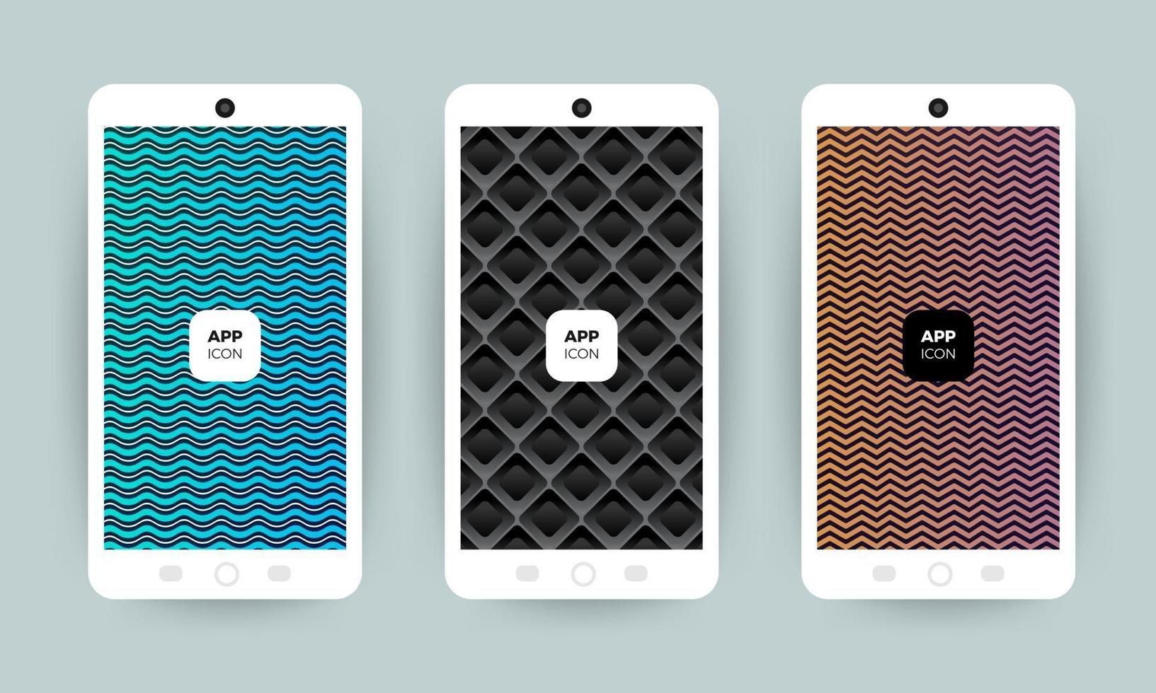 Set of colorful abstract background designs on mobile phones vector