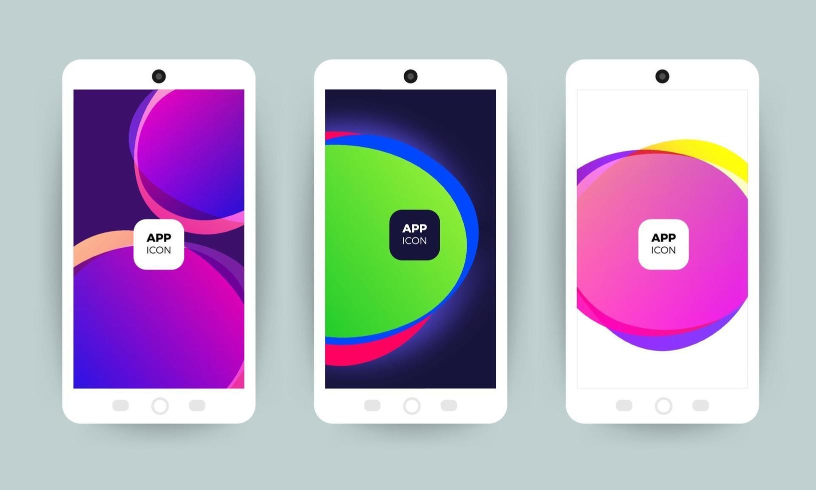 conjunto de coloridos diseños de fondo abstracto en teléfonos móviles vector