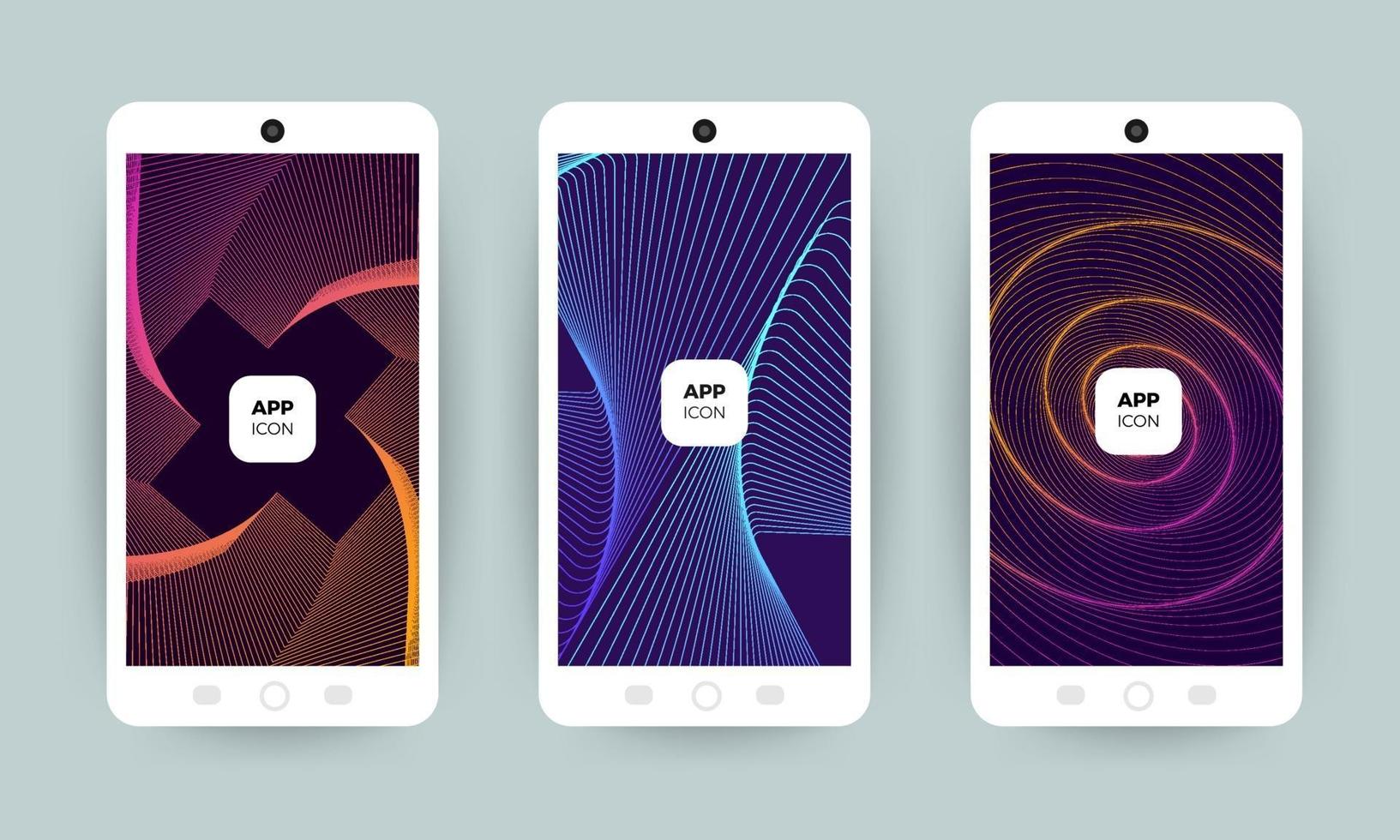 conjunto de coloridos diseños de fondo abstracto en teléfonos móviles vector