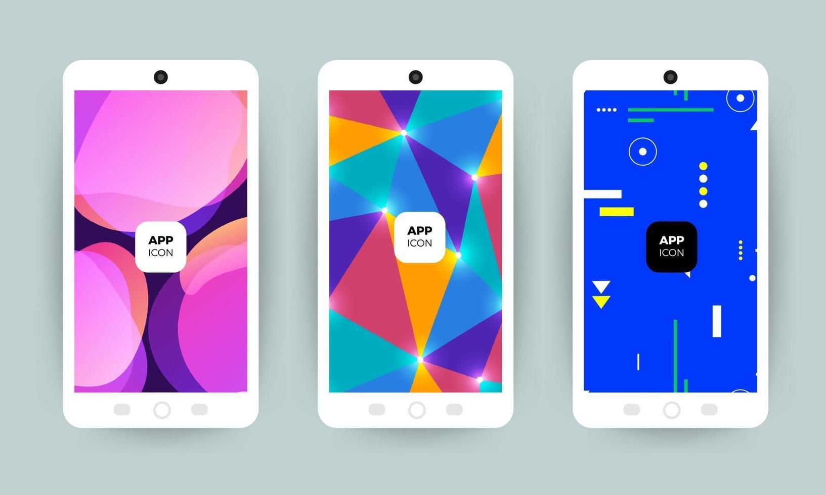 Set of colorful abstract background designs on mobile phones vector