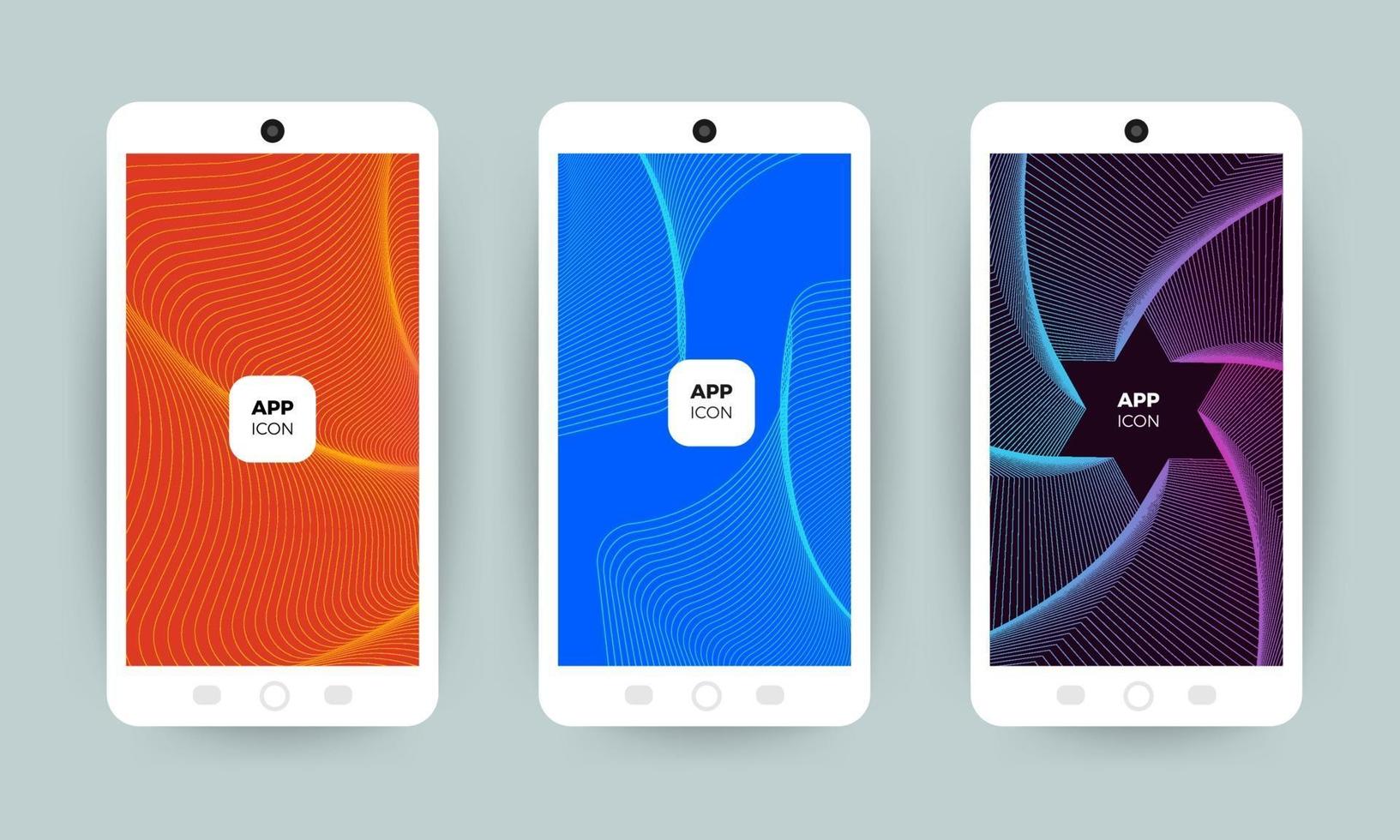 Set of colorful abstract background designs on mobile phones vector