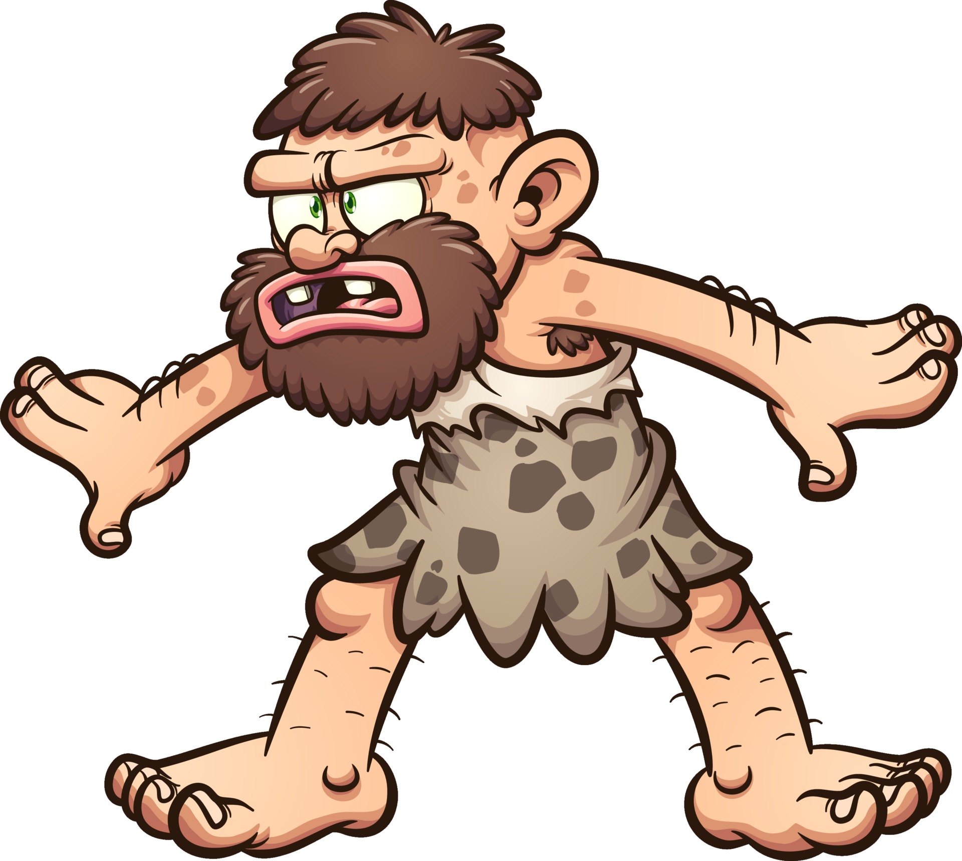 Confused cartoon caveman.
