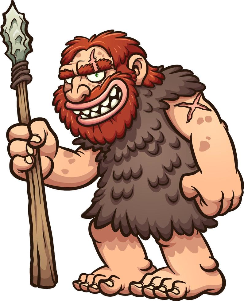 Happy cartoon caveman vector