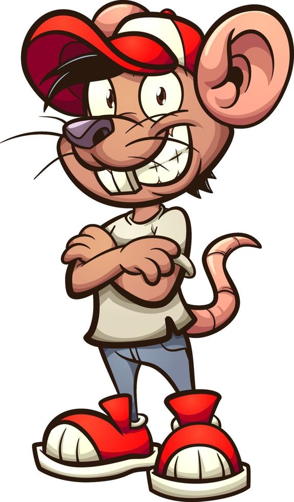 ratón de dibujos animados feliz vector