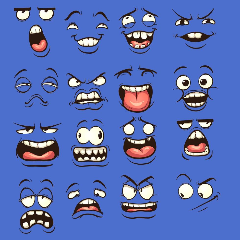 Crazy cartoon faces vector