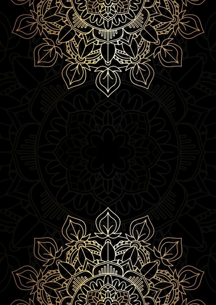 elegant gold and black background with decorative mandala design vector